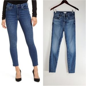 Good American Good Leg High Rise Stretch Raw Hem Jeans Size 2